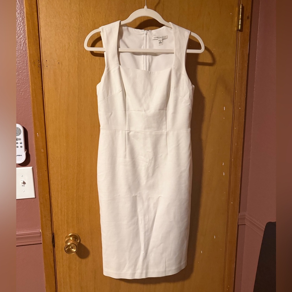 Banana Republic White Sleeveless Pencil Dress